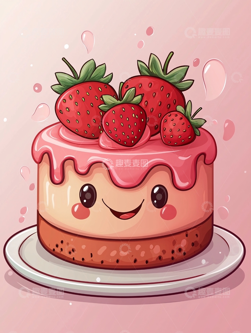高清大图下载【趣麦麦图】可爱草莓蛋糕