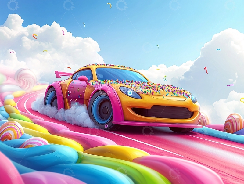 高清大图下载【趣麦麦图】彩色糖果赛车