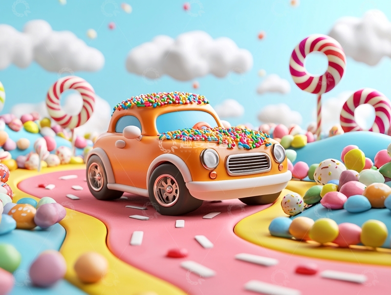 高清大图下载【趣麦麦图】糖果汽车的梦幻世界