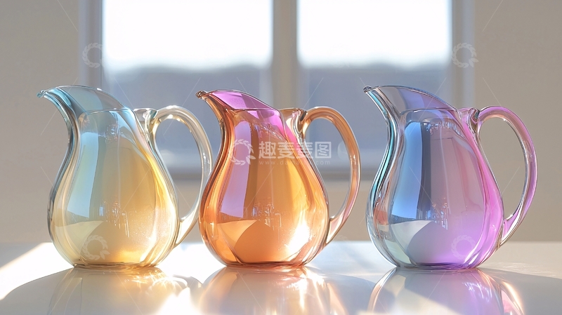 高清大图下载【趣麦麦图】彩色玻璃水壶