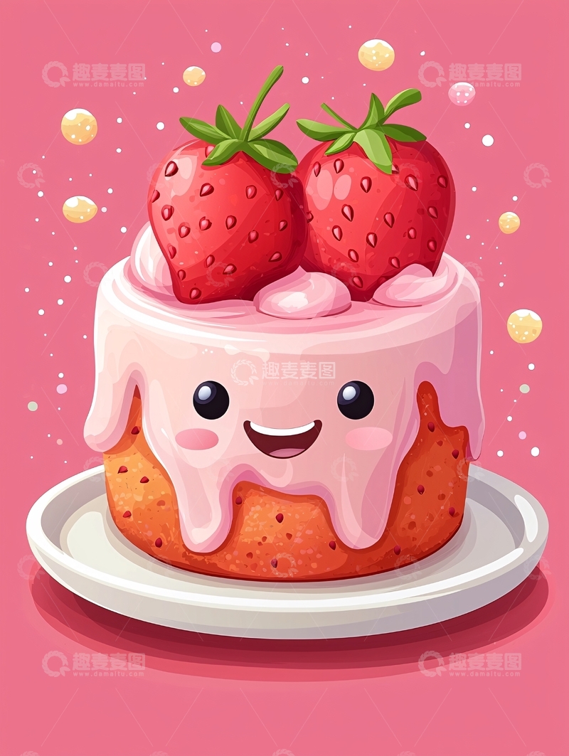 高清大图下载【趣麦麦图】卡通草莓蛋糕