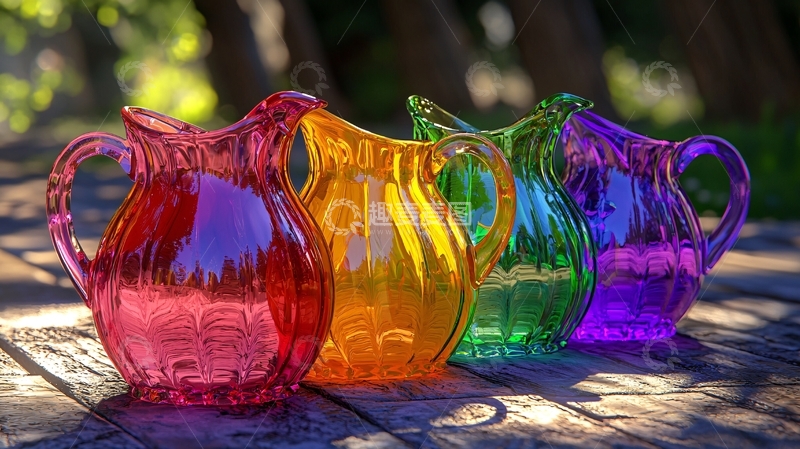 高清大图下载【趣麦麦图】彩色玻璃水壶