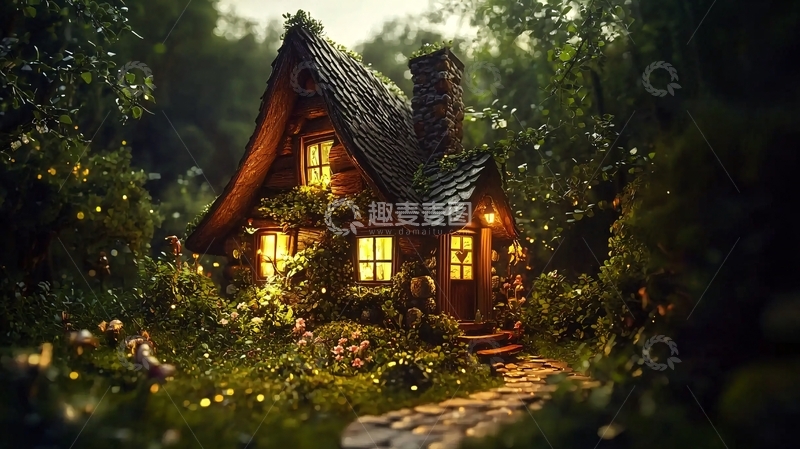 高清大图下载【趣麦麦图】森林小屋