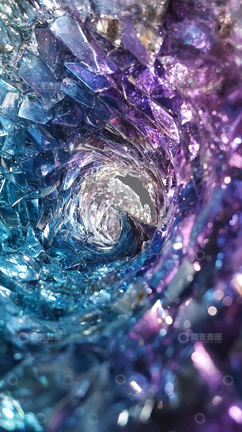 高清大图下载【趣麦麦图】彩色玻璃碎片漩涡