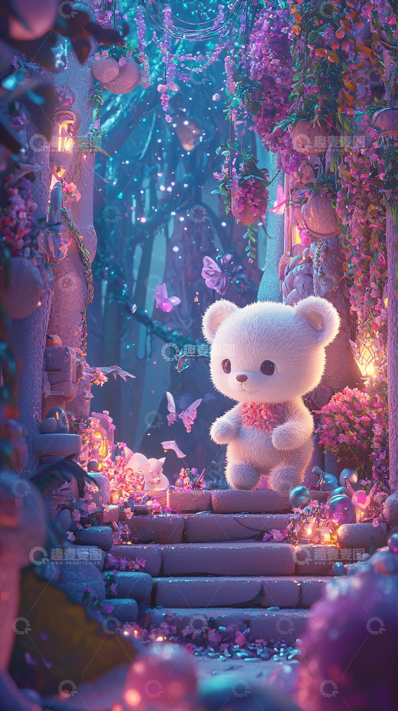 高清大图下载【趣麦麦图】梦幻森林小熊
