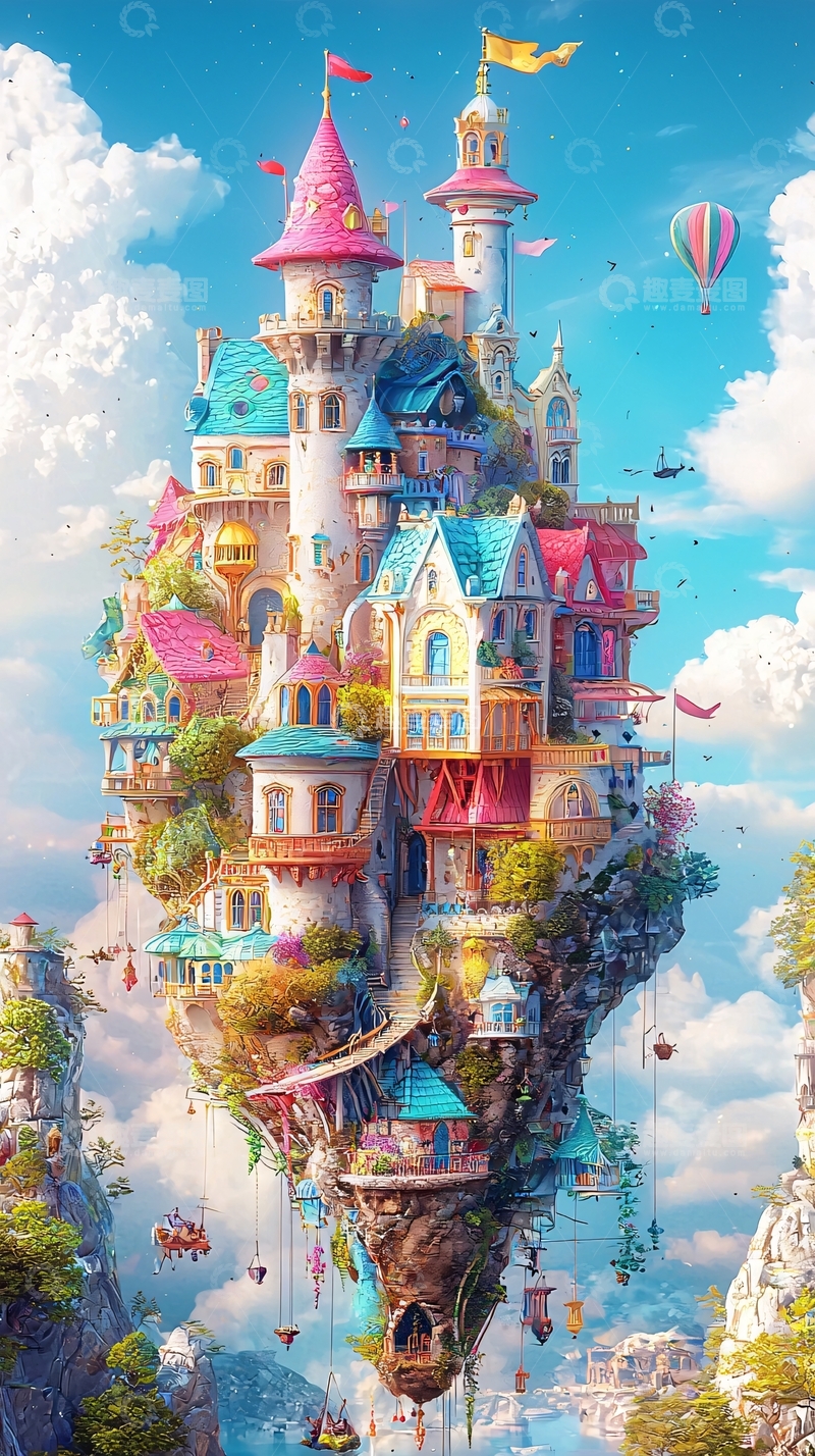 高清大图下载【趣麦麦图】童话天空城堡