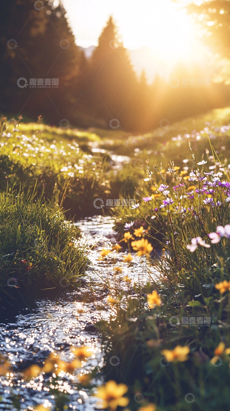高清大图下载【趣麦麦图】阳光洒在山间小溪