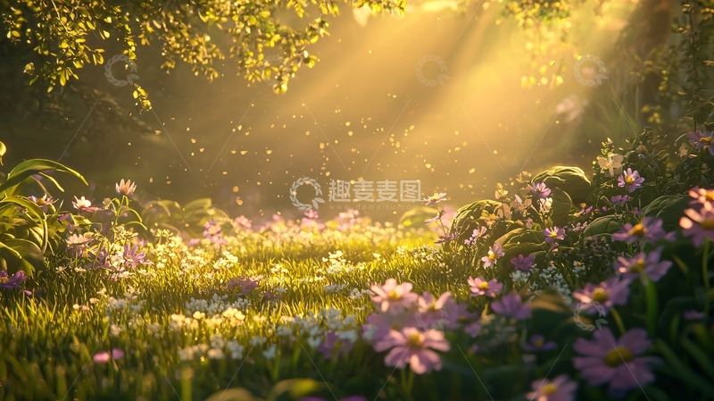 高清大图下载【趣麦麦图】阳光森林花海