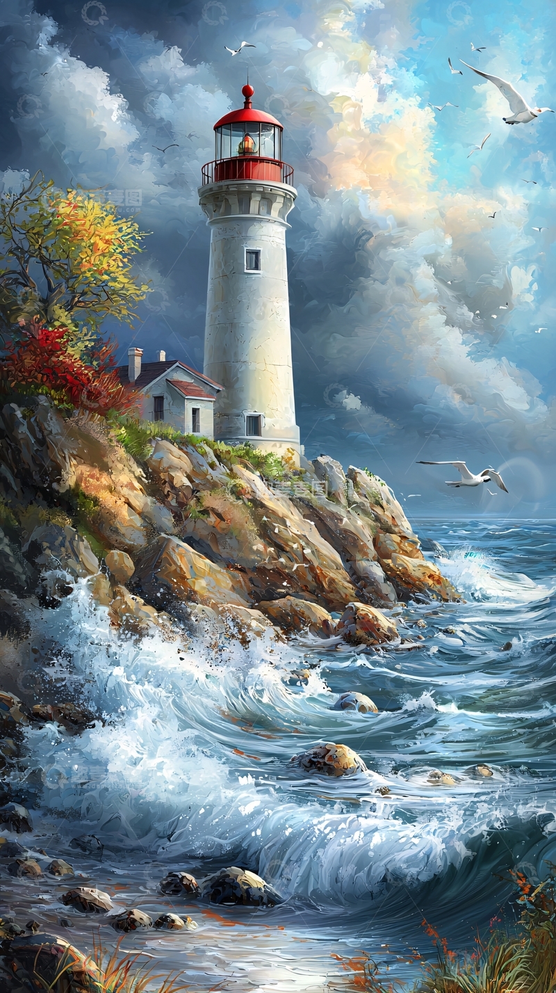 高清大图下载【趣麦麦图】风暴中的灯塔
