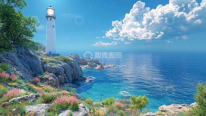 高清大图下载【趣麦麦图】海边灯塔