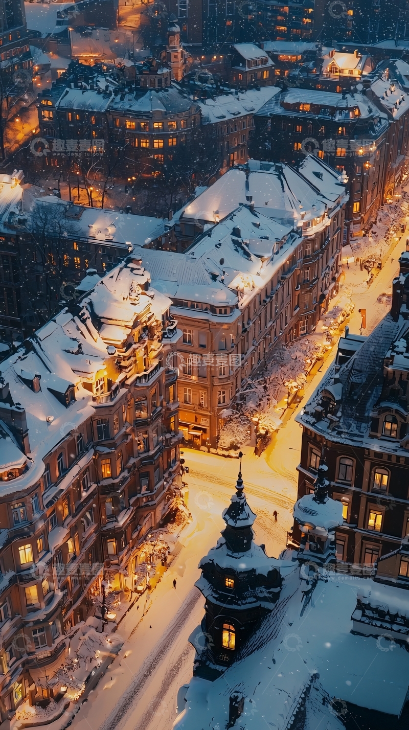 高清大图下载【趣麦麦图】雪夜城市夜景