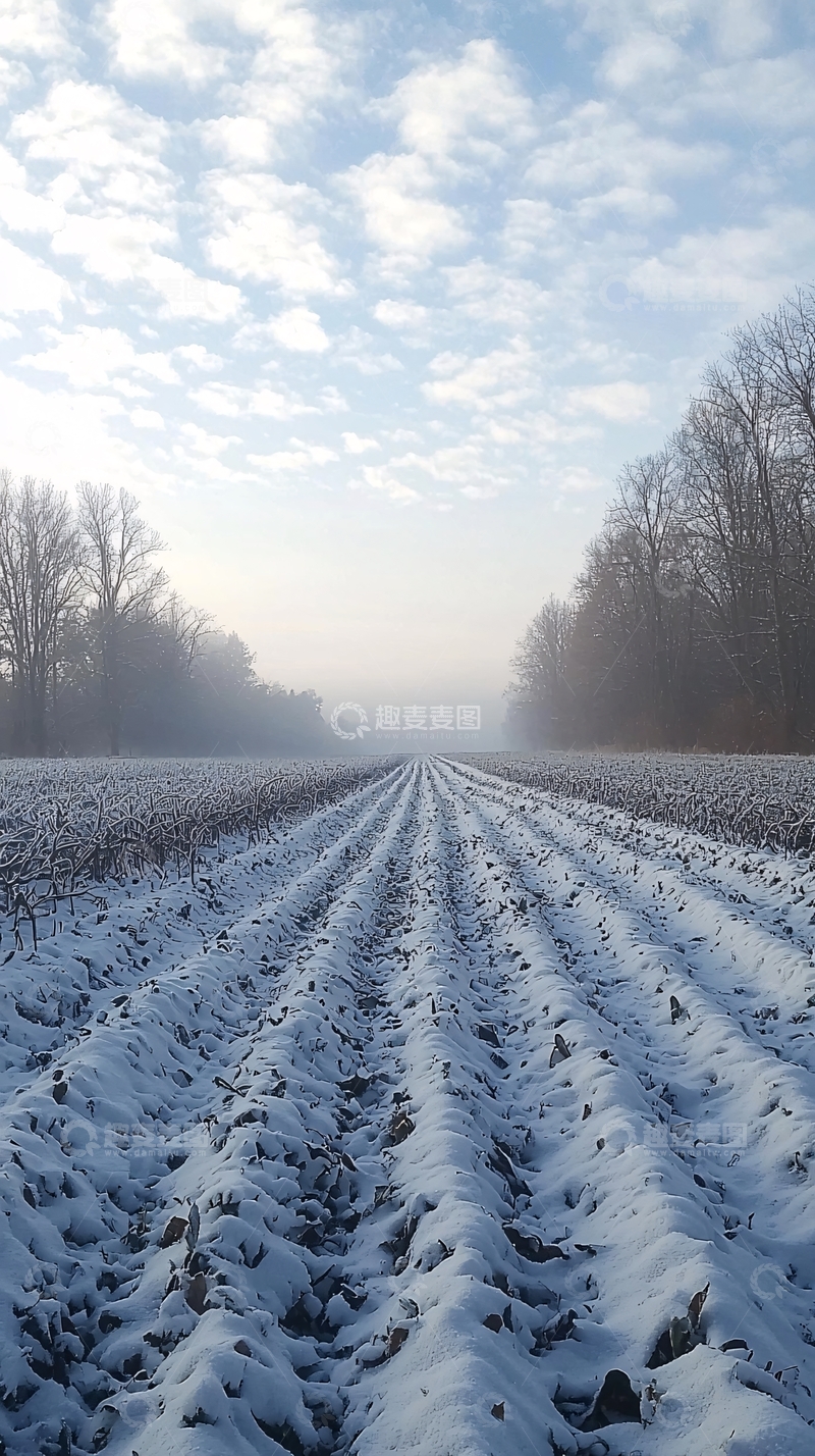 高清大图下载【趣麦麦图】冬季田野雪景