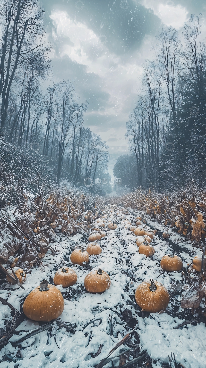 高清大图下载【趣麦麦图】雪地南瓜路