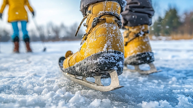 高清大图下载【趣麦麦图】冰上滑冰鞋特写