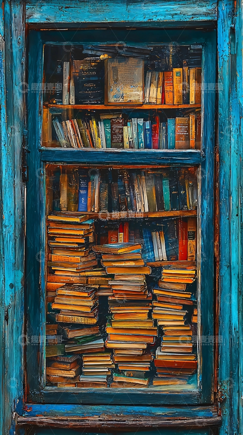 高清大图下载【趣麦麦图】蓝色书柜