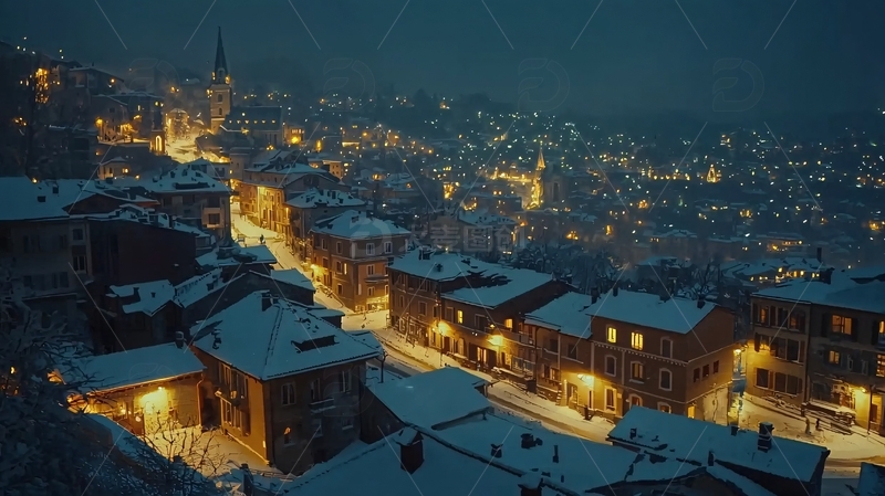 高清大图下载【趣麦麦图】冷艳雪景城市景观