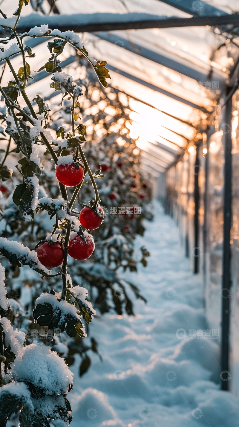 高清大图下载【趣麦麦图】雪中番茄