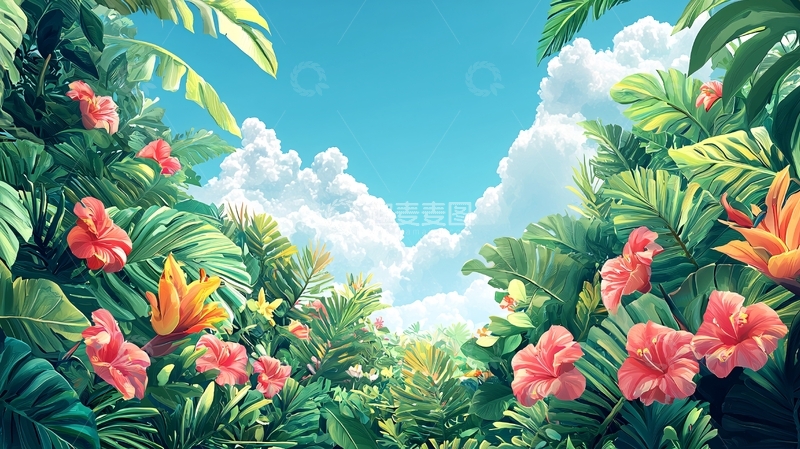 高清大图下载【趣麦麦图】热带花卉植物天空