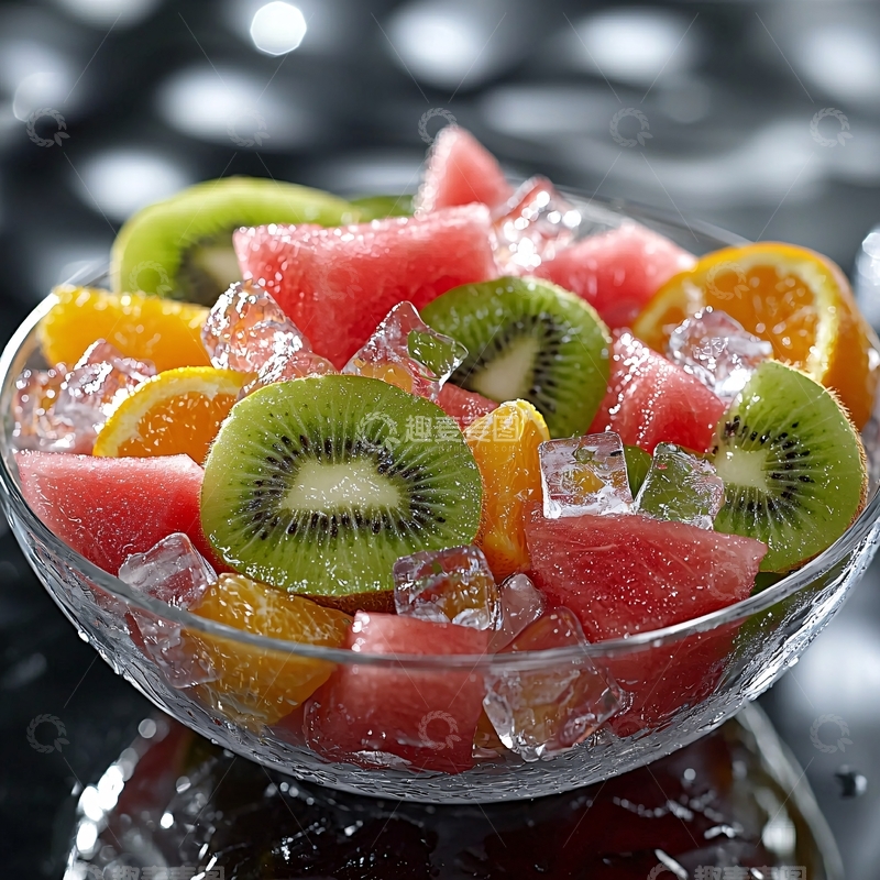 高清大图下载【趣麦麦图】水果沙拉与冰块