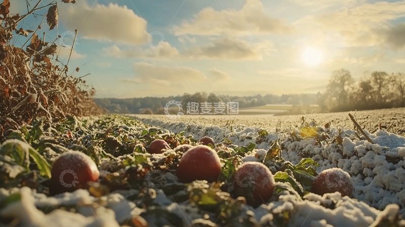 高清大图下载【趣麦麦图】雪地里的红苹果