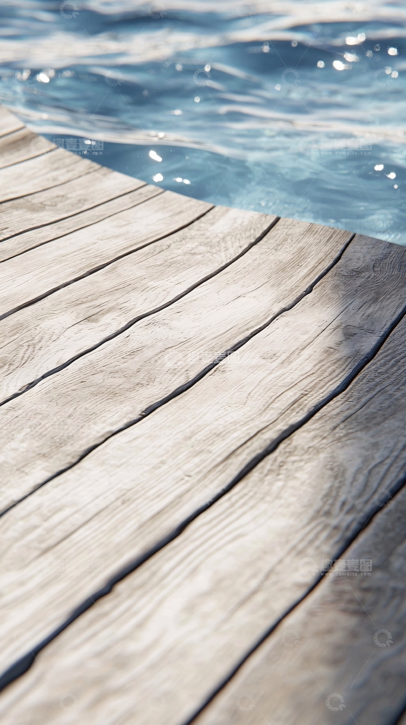 高清大图下载【趣麦麦图】木质码头与湛蓝海水