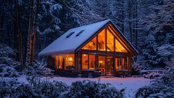 雪夜森林小屋