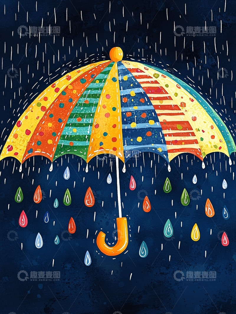 高清大图下载【趣麦麦图】彩色条纹雨伞