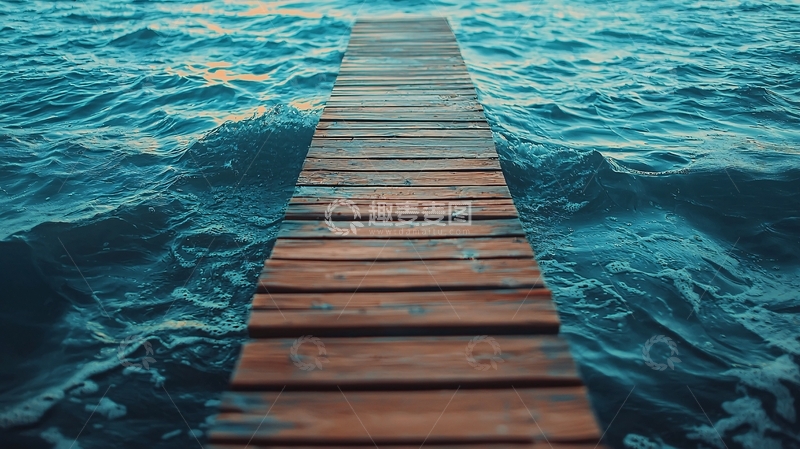 高清大图下载【趣麦麦图】海边木栈道