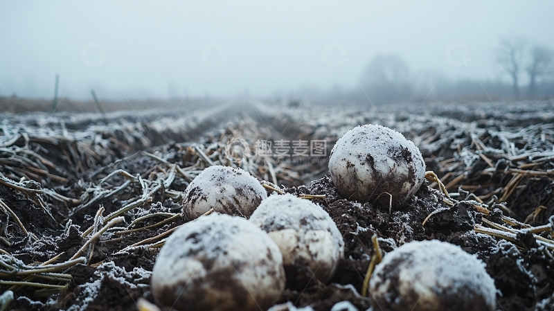 高清大图下载【趣麦麦图】霜冻覆盖的土豆