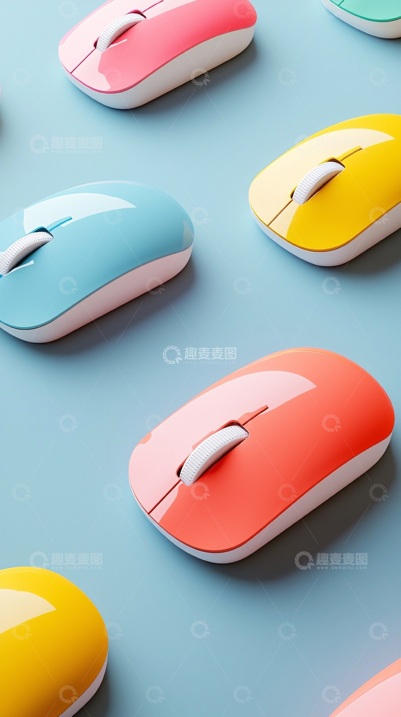 高清大图下载【趣麦麦图】彩色无线鼠标排列