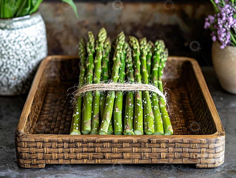 高清大图下载【趣麦麦图】新鲜芦笋木质托盘