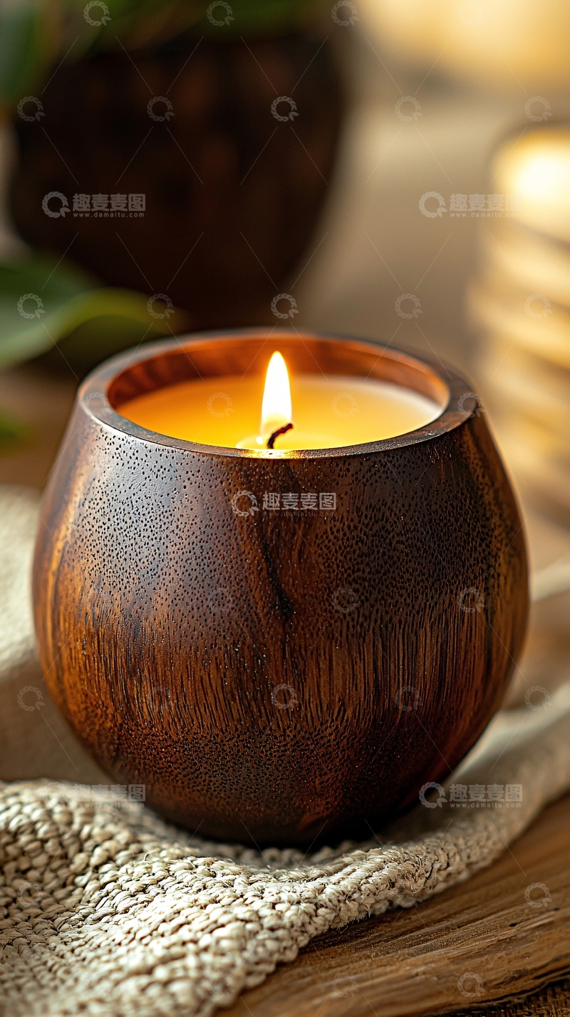 高清大图下载【趣麦麦图】木质香薰蜡烛