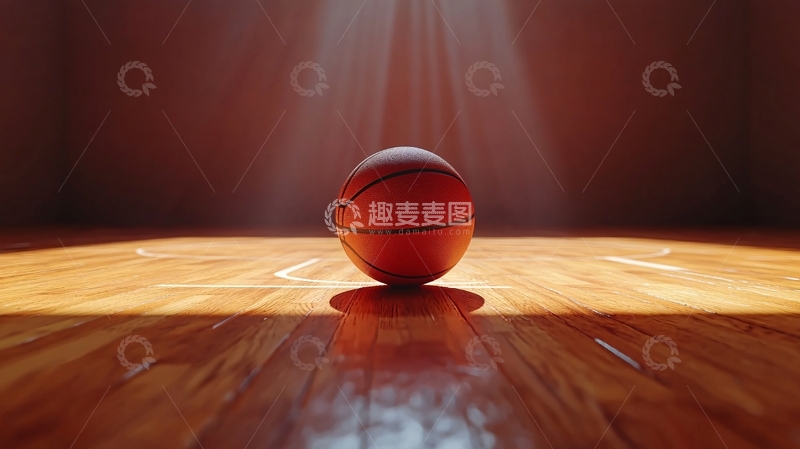 高清大图下载【趣麦麦图】篮球馆地板上的篮球