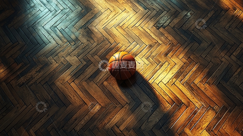 高清大图下载【趣麦麦图】地板上的篮球光影