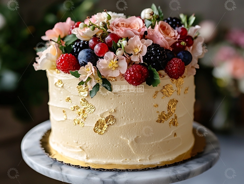 高清大图下载【趣麦麦图】奶油鲜花水果蛋糕