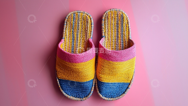 高清大图下载【趣麦麦图】彩色编织拖鞋