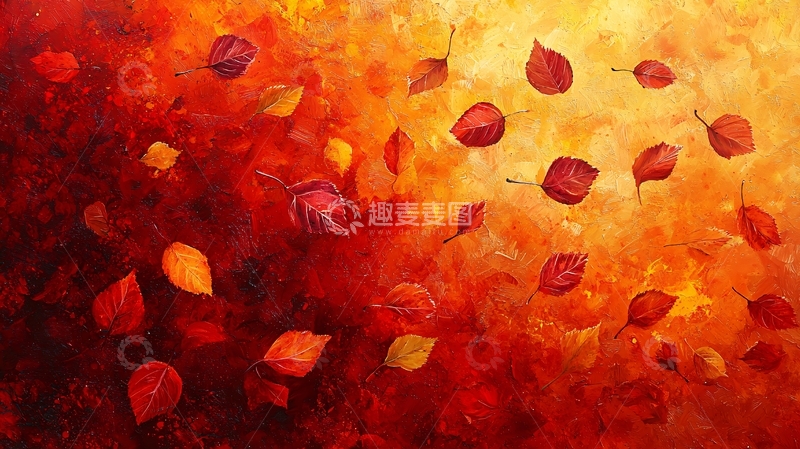 高清大图下载【趣麦麦图】秋天落叶的油画背景