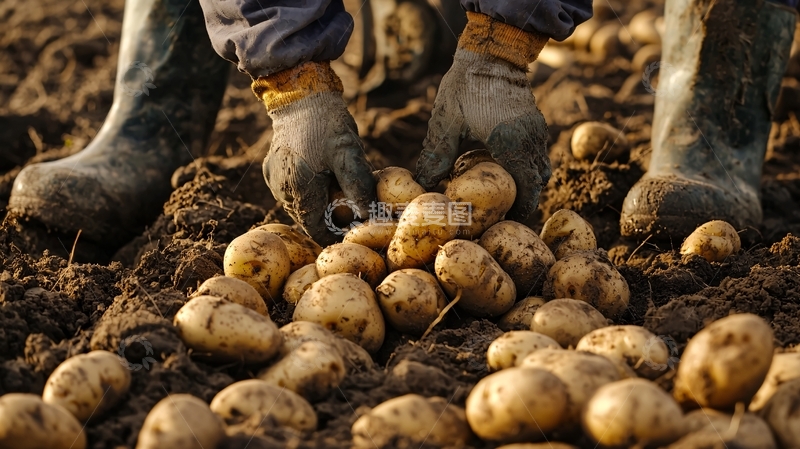 高清大图下载【趣麦麦图】农民收获土豆