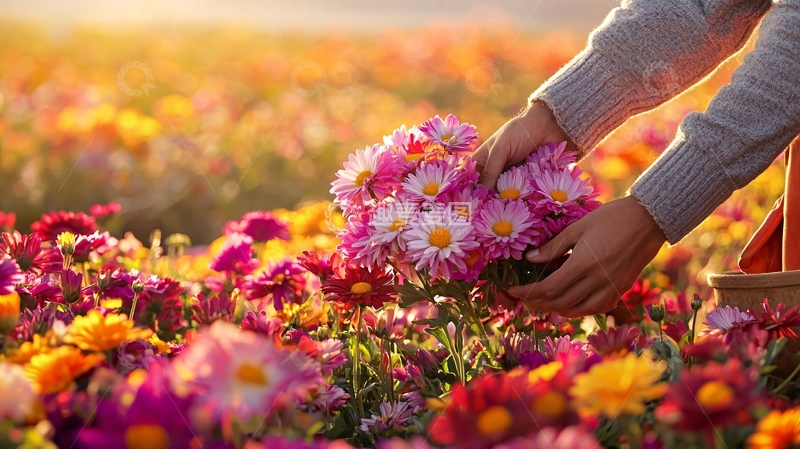 高清大图下载【趣麦麦图】采摘鲜花