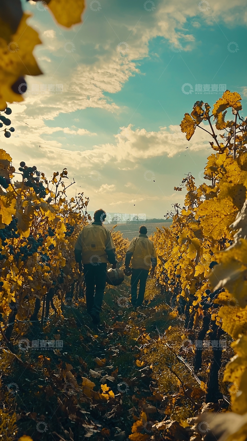 高清大图下载【趣麦麦图】葡萄园秋季采摘