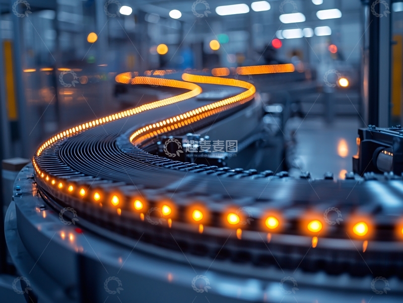 高清大图下载【趣麦麦图】工业传送带夜景