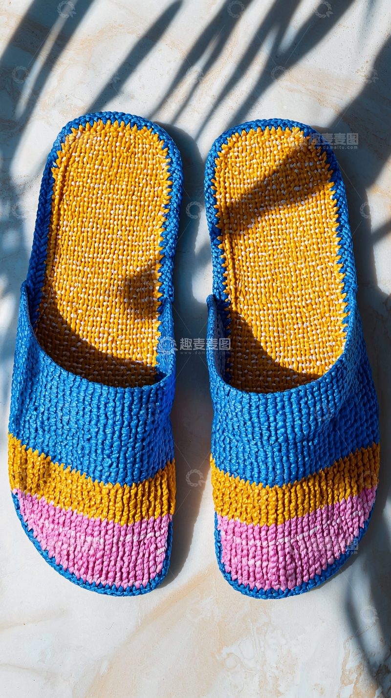 高清大图下载【趣麦麦图】手工编织拖鞋