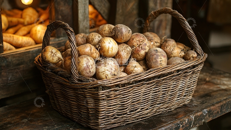 高清大图下载【趣麦麦图】一篮子新鲜的土豆