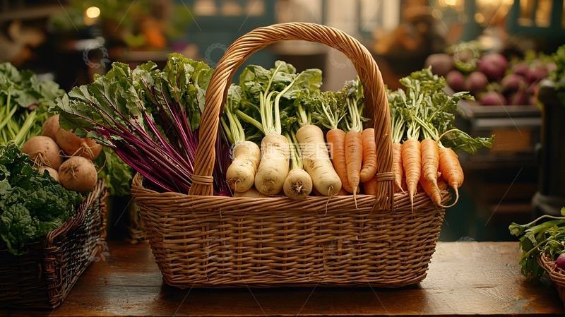 高清大图下载【趣麦麦图】装满蔬菜的篮子