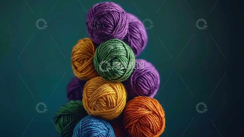 高清大图下载【趣麦麦图】彩色毛线球堆叠