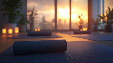 日落瑜伽室温馨场景