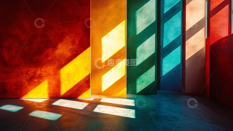高清大图下载【趣麦麦图】彩色墙面光影效果