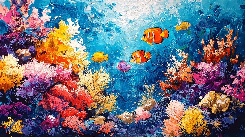 高清大图下载【趣麦麦图】珊瑚礁和热带鱼群