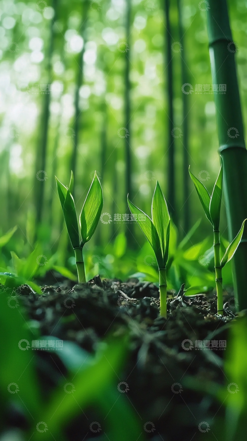 高清大图下载【趣麦麦图】竹林幼苗