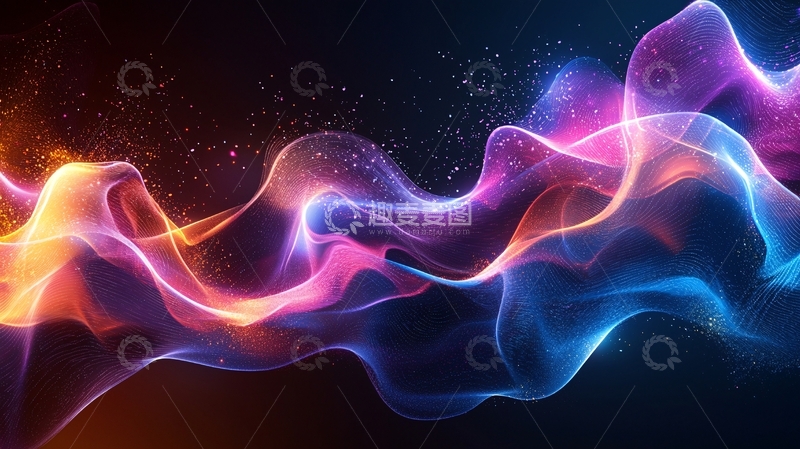 高清大图下载【趣麦麦图】炫彩光波流体动态壁纸